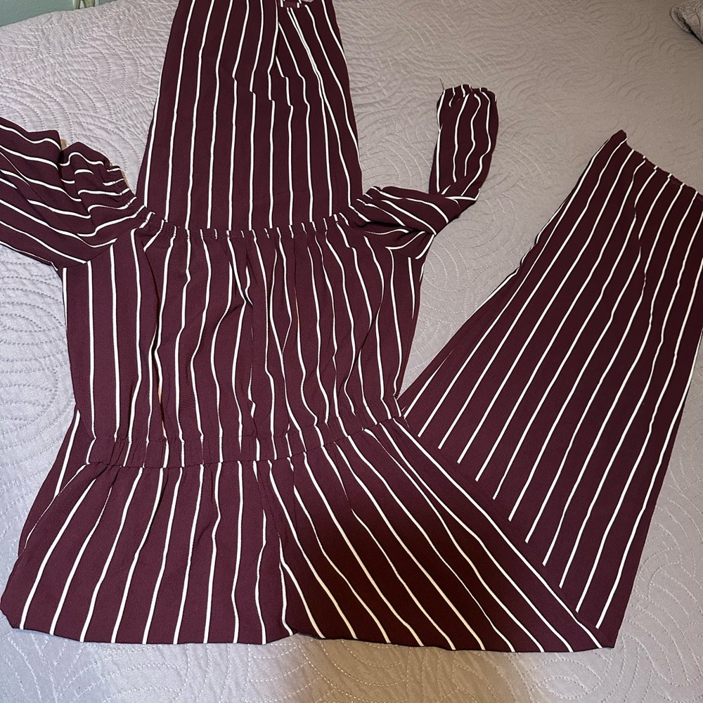 Striped Burgundy Jumpsuit